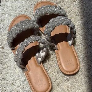 A New Day Silver Braided Sandals